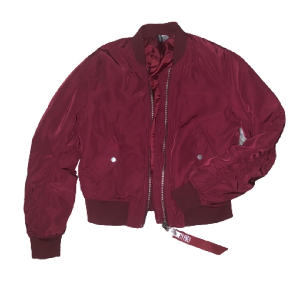 BURGUNDY H&M BOMBER JACKET